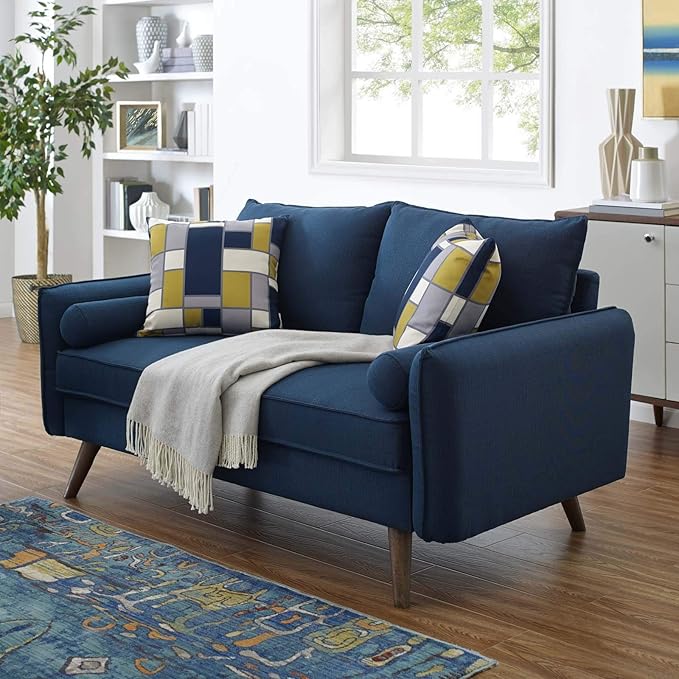 Modway Revive Contemporary Modern Fabric Upholstered Loveseat In Azure