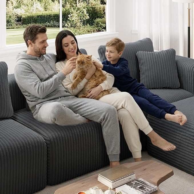 Novilla Modular Sectional Sofa, Modern Cloud Sectional Couch with Smarts Coil® Support, Upholstered Boneless Couch for Living Room Apartments Bedroom, No Assembly Required, Dark Gray (Armless Chair)