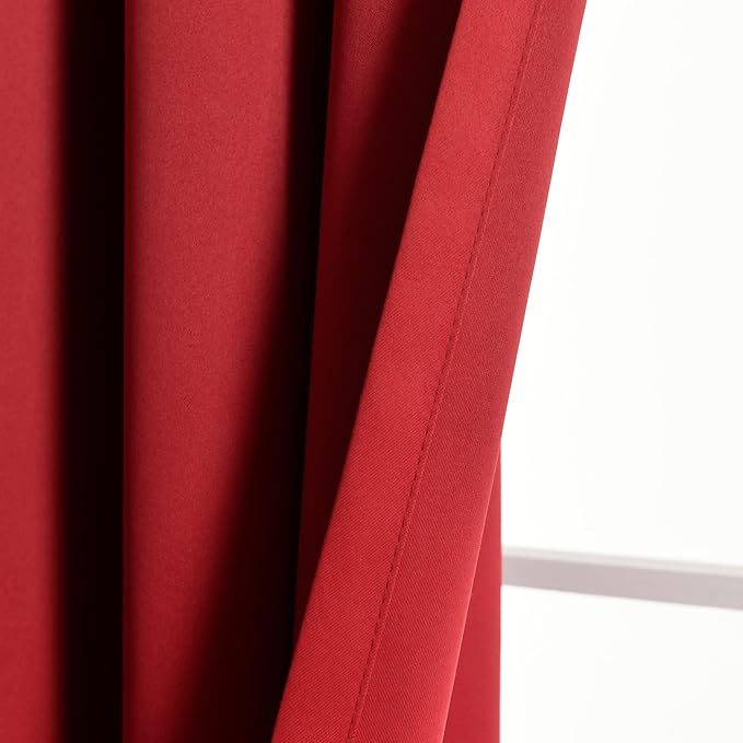 Lush Decor Insulated Grommet Blackout Window Curtain Panels, Pair, 52" W x 108" L, Red - Classic Modern Design - Chic Window Decor - Long Curtains For Living Room, Bedroom, Or Dining Room
