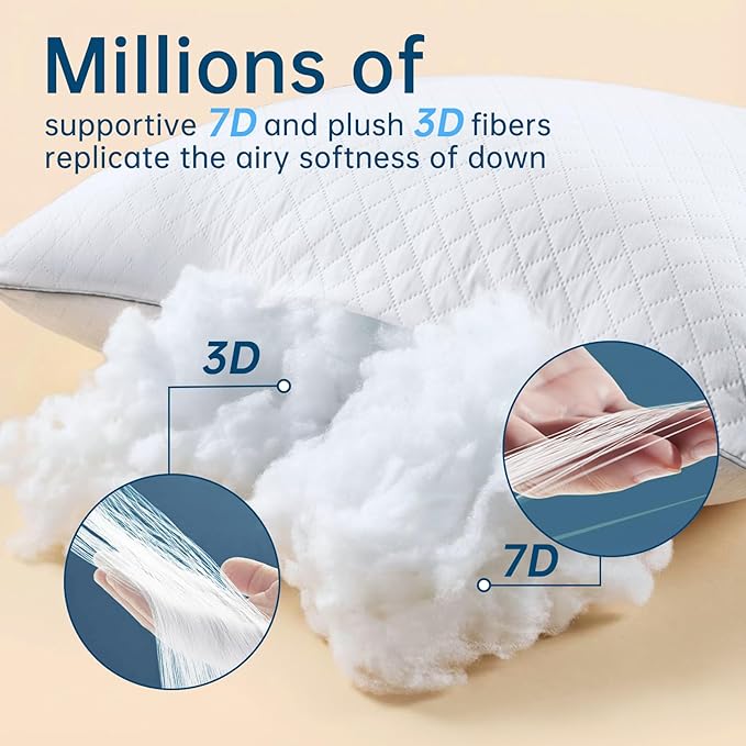 JOLLYVOGUE Pillows King Size Set of 4, Oeko-Tex Certified Bed Pillows for Side, Back, and Stomach Sleepers - Medium Support Down Alternative Filling, Machine-Washable
