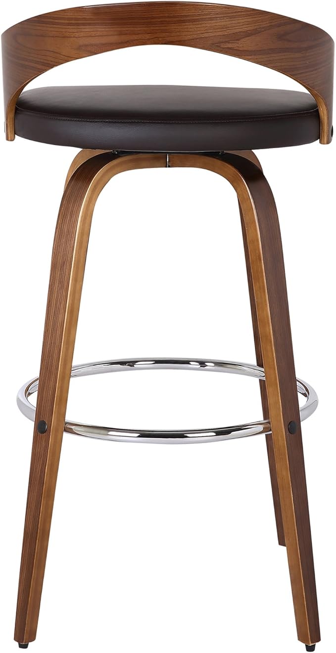Armen Living LCSOBABRWA30 Sonia Barstool with Polyurethane Upholstery, 30"H, Walnut Wood Finish/Brown