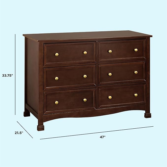 DaVinci Kalani 6-Drawer Baby Dresser for Nursery - Wooden Double Chest of Drawers for Kids, Boys and Girls - Multi-Purpose Storage Espresso Dresser for Bedroom, Living Room & Hallway, Easy to Assemble