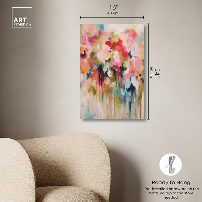 Art Remedy Soft Lush Pastel Canvas New Floral Wall Art, Gallery Wrapped, 16" x 24"
