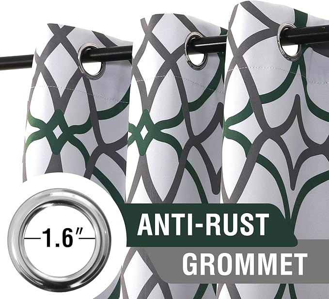 H.VERSAILTEX Blackout Curtains 108 inch Length 2 Panels Set Thermal Curtains & Drapes Window Treatment Noise Reducing Geometric Modern Grommet Living Room Curtains for Bedroom - Hunter Green and Gray