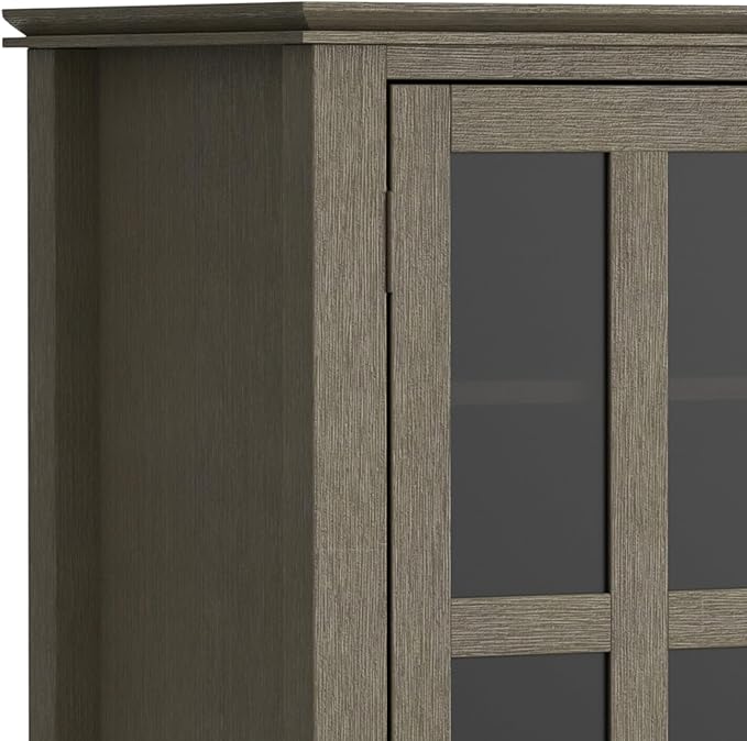 SIMPLIHOME Artisan SOLID WOOD 72 Inch Wide Contemporary TV Media Stand in Fog Grey for TVs up to 80 Inches, For the Living Room and Entertainment Center