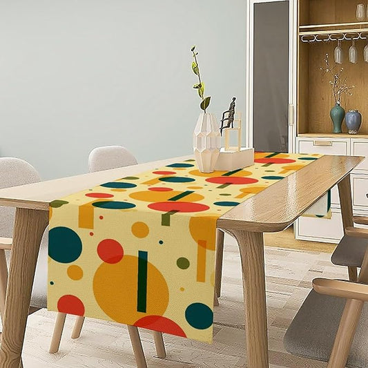 Mid Century Boho Table Runner Modern Colorful Geometric Rustic Farmhouse Dining Table Ruuner Decoration for Kitchen Dining Room 13x90in