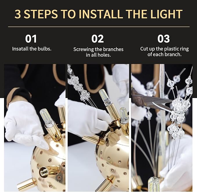 Crystal Flush Mount Ceiling Light Gold Modern Sputnik Firework Close to Ceiling Lamp LED Flower Ceiling Light Fixtures for Living Room Bedroom Kitchen Island Entryway Hallway Foyer 9 G9 Bulbs Included