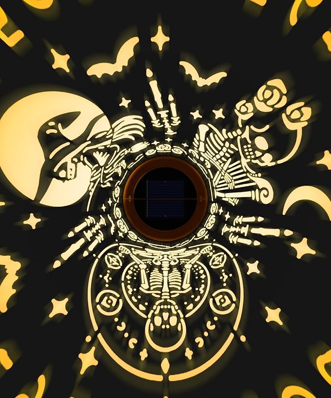 Solar Lanterns Outdoor Waterproof Decorative Garden Solar Lights Outdoor,Hanging Hollow Out Metal Ornaments Decor for Outside Lawn,Patio,Balcony,Yard Unique Gifts for Women Gothic Witchy Spooky Skull