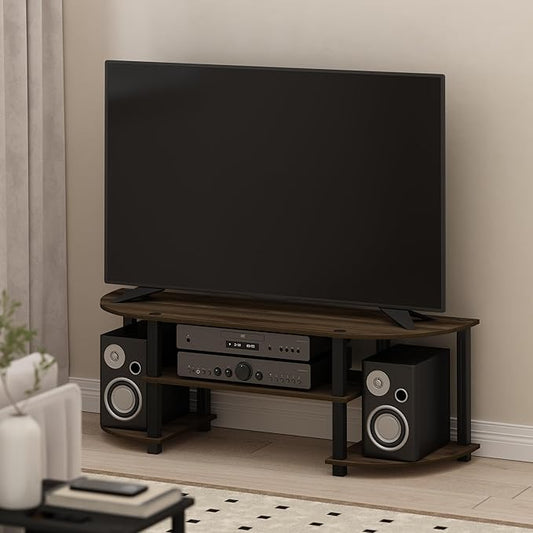 Furinno Turn-S-Tube Wide TV Entertainment Center, Columbia Walnut/Black