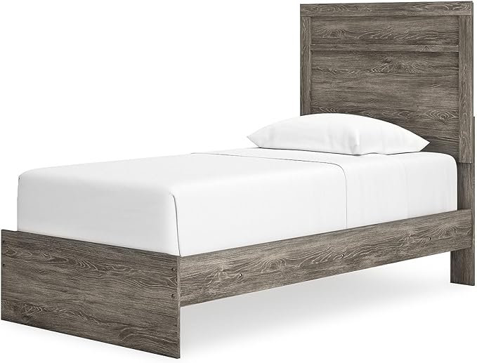 Signature Design by Ashley Ralinksi Rustic Twin Panel Bed, Foundation or Box Spring Needed, Light Gray