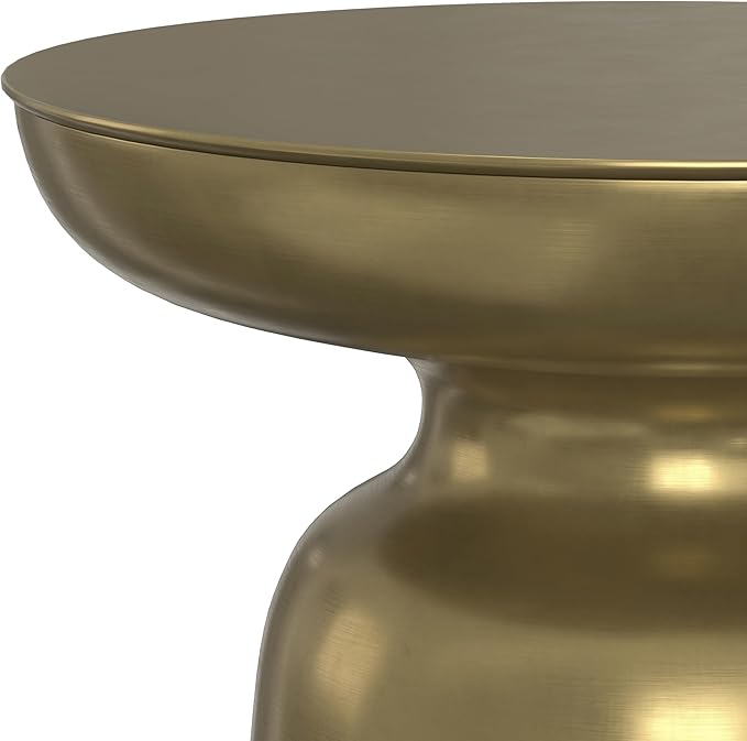 SIMPLIHOME Toby Metal Table - 17" Wide x 18" High Solid Iron Drum Accent Table in Gold and Black Ombre, Industrial Side or End Table for Living Room or Entryway with Sculptural Design, Assembled