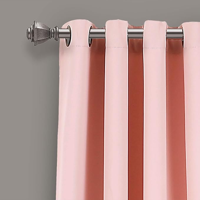 Lush Decor Insulated Grommet Blackout Window Curtain Panels, Pair, 52" W x 84" L, Pink - Classic Modern Design - Chic Window Decor - Long Curtains For Living Room, Bedroom, Or Dining Room