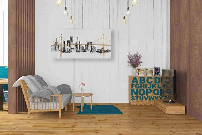 Epic Graffiti 'Bridge And Skyline' by Avery Tillmon, Canvas Wall Art, 20"x40"