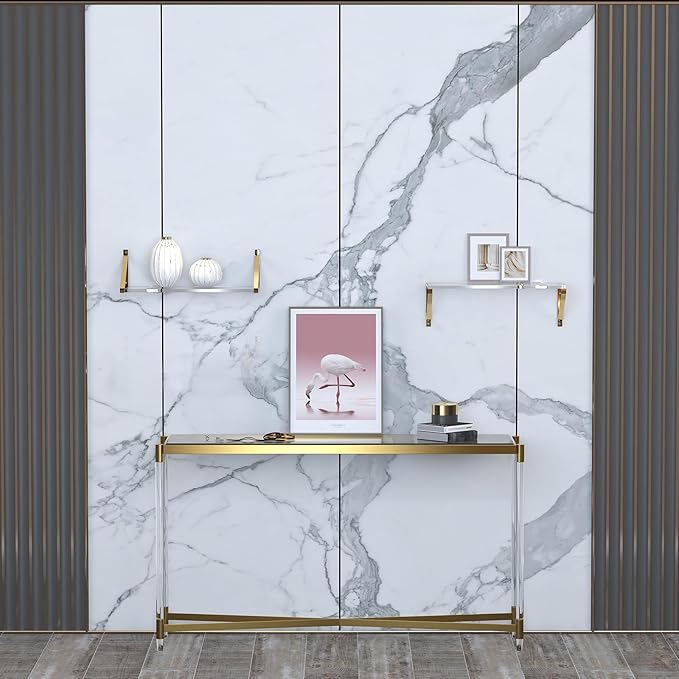 Clear Acrylic Floating Shelves, Crystal-Clear, Sturdy 10mm Thickness, Wall Shelf Set of 2 for Living Room