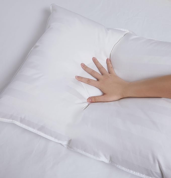 DOWNLITE Down Extra Thin, Flat & Soft Pillow for Stomach Sleepers (Hypoallergenic) (King)