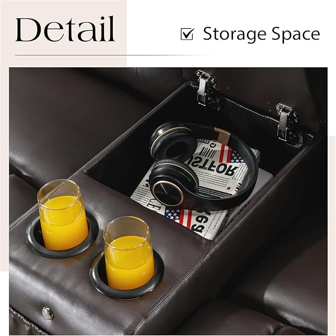 Oprisen Loveseat Power Recliner Sofa Couch Electric Reclining Sofa Chair for Living Room with Multi-Function Console/Cup Holders/LED Ambient Light
