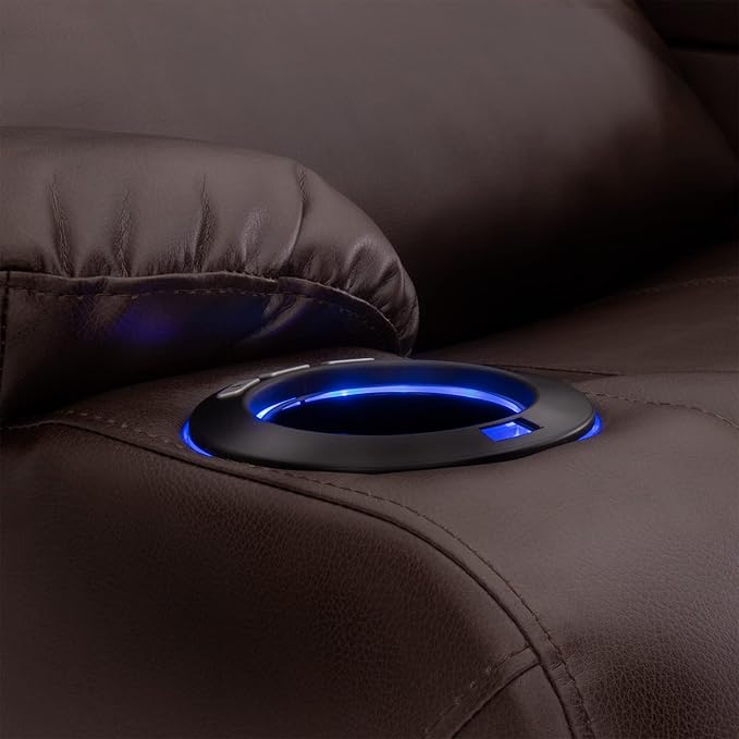 RecPro Charles 58" Powered Double RV Wall Hugger Recliner Sofa RV Loveseat with Upgraded 2023 Fabric (Mahogany)