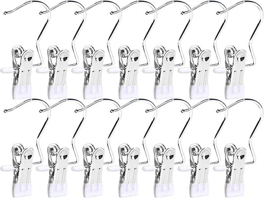 30 Pack Boot Hanger for Closet, Laundry Hooks with Clips, Boot Holder, Hanging Clips, Portable Multifunctional Hangers Single Clip Space Saving for Jeans, Hats, Tall Boots, Towels(White)