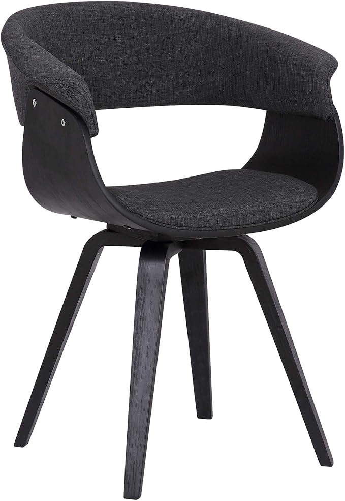 Armen Living Summer Contemporary Dining Chair in Black Brush Wood Finish and Charcoal Fabric - Set of 6