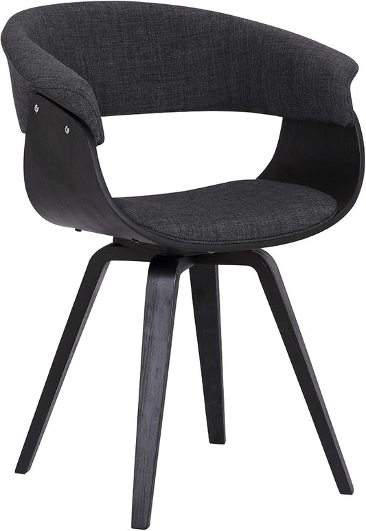 Armen Living Summer Mid Century Modern Dining Accent Chair for Table Kitchen Desk Vanity in Charcoal Fabric and Black Wood Finish