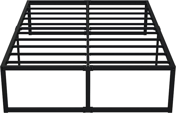 18 inch King Bed Frame Metal Platform Mattress Foundation with Heavy Duty Steel Slat Support, No Box Spring Needed, Easy Assembly, Black