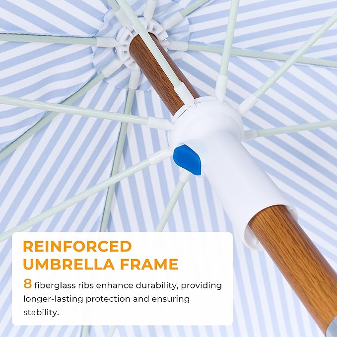 HOMEDEMO Boho Patio Umbrella with Fringe, Outdoor Tassel Umbrella with UPF50+ Sun Protection and Push Button Tilt, Premium Aluminum Pole & Fiberglass Ribs, Includes Hanging Hook