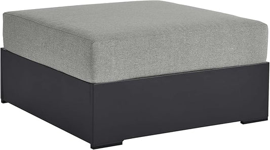 Modway Tahoe Aluminum Ottoman Gray with Weather-Resistant Cushion-Ideal as Outdoor Footstool, Patio or Sunroom Furniture