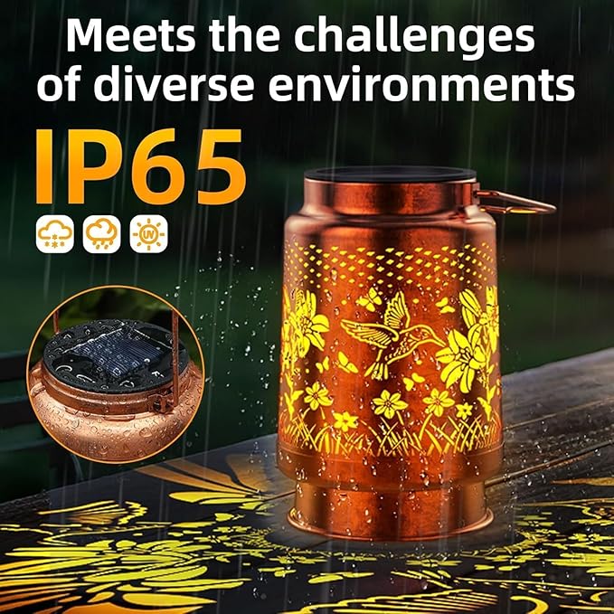 Solar Lanterns Outdoor Waterproof Hummingbird Gifts, Birthday Gifts for Women Mom Grandma, Garden Decor Lanterns Decorative Outdoor for Yard, Patio, Porch, 2 Pack