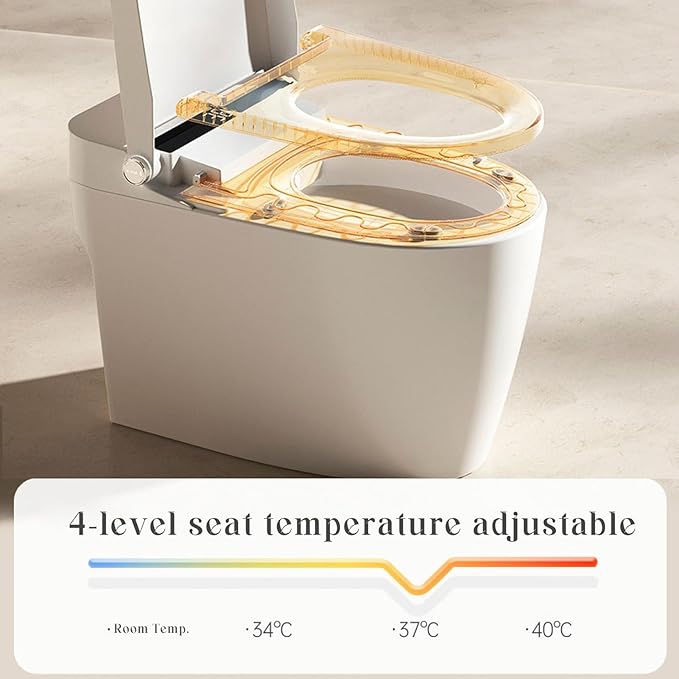 BONSAM Smart Toilet with Heated Seat, Modern Tankless Toilet with Bidet Built In, One Piece Toilet with Foot Kick Operation, Remote Control (Auto Flush, Auto Flush)