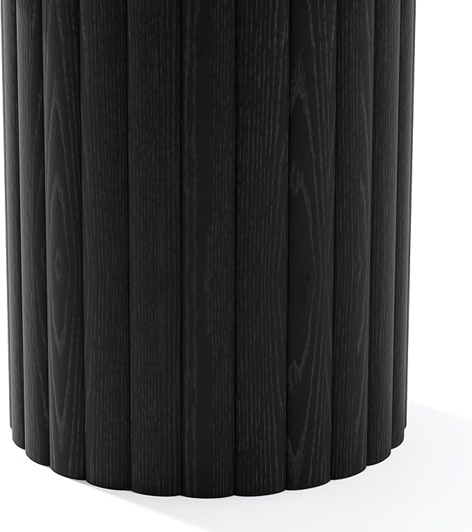 Casaphoria 46" Round Dining Table, Modern Wood Kitchen Table with Wide Column Pedestal Base for Living Room & Dining Room, Easy Assembly Farmhouse Furniture for 4-6, Black