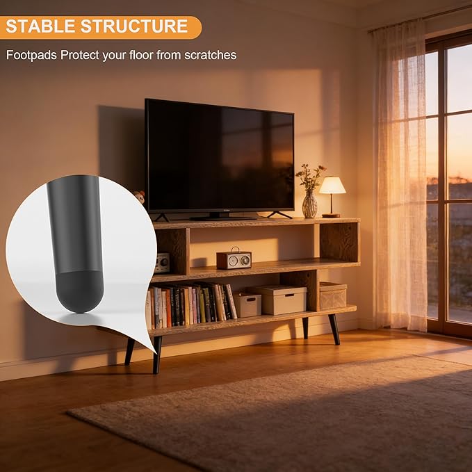 Lightdot TV Stand for TVs up to 45'', Modern Entertainment Center with Storage Open Shelf Large capacity for collection, Media Console Table for Living Room/Entrance/Sofa Cabinet, Easy Assembly- Amber