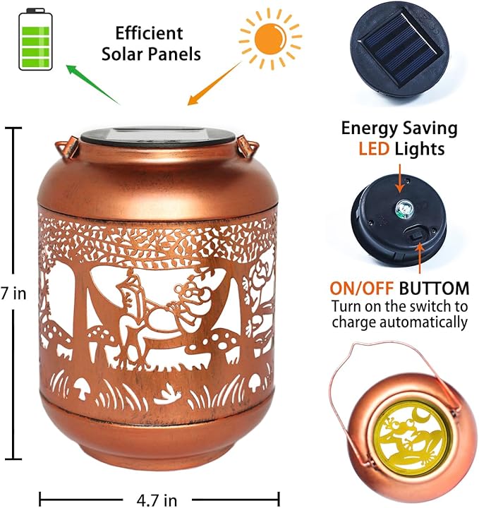 Frog Solar Lanterns Outdoor Waterproof,Hanging Solar Lights Frog Gifts for Women Men Metal LED Decorative Light for Yard,Patio,Lawn,Tabletop,Pathway,Landscape,Garden Decor