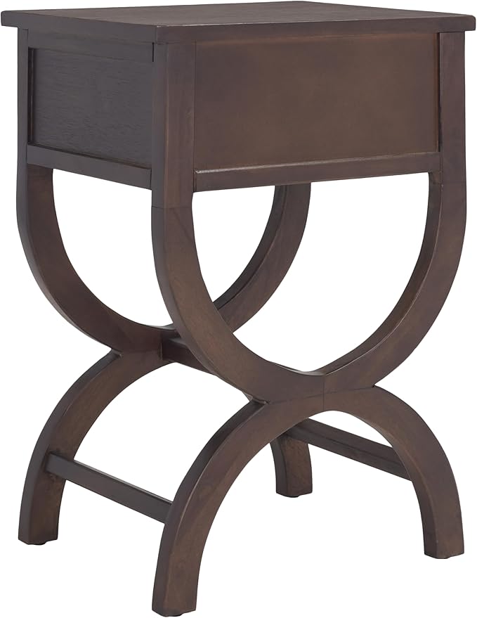 SAFAVIEH Home Collection Maxine Walnut Brown 1-Drawer Accent Table Nightstand Bedside Accent Table (Fully Assembled)