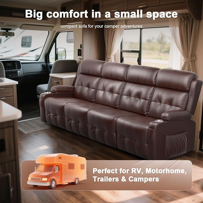 Recliner Sofa, Massage Reclining Sofa 4 Seater Sets Heavy Weight Capacity, RV Loveseat Clearance with Storage, Cup Holders, Wall Hugger Couches for Living Room