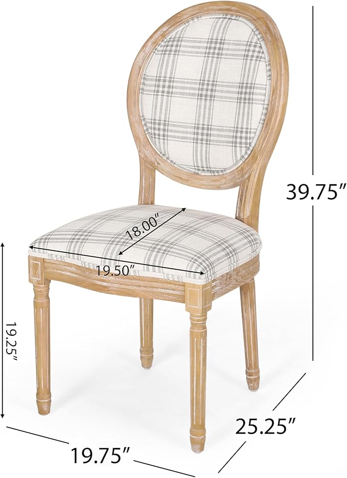 Phinnaeus Dining Chairs - Wood - Gray Plaid/Light Beige (Set of 2)