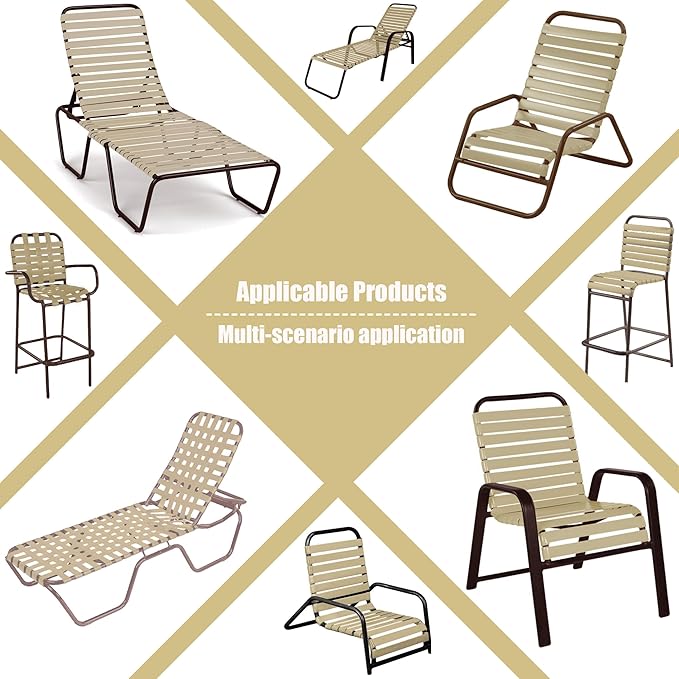 Vinyl Straps for Patio Chair Repair Kit 2'' Wide 20 Ft Long Replacement Straps + 20 Free Rivets for Outdoor Lawn Furniture Chaise Lounge Repair (Driftwood)