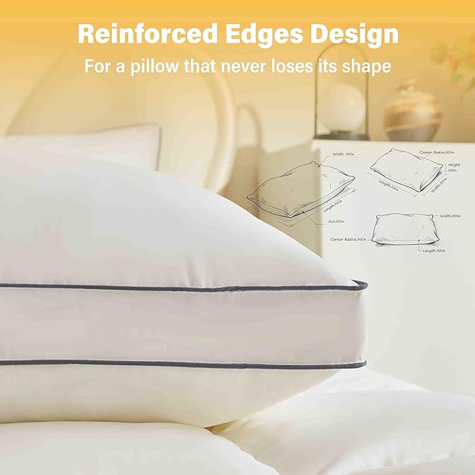 Goose Down Pillows for Neck Pain - Perfect Balance of Softness and Support,Relief for Side and Back Sleepers, Hotel Down Pillows Queen/Standard Size Set of 2