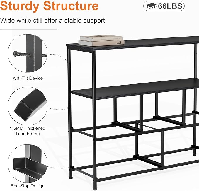 NEWBULIG 5 Fabric Drawer TV Stand Dresser for Bedroom, Entertainment Center for 45 inch TV with Open Shelf, Adjustable Feet & Wood Top, Fabric Organizer Unit for Living Room, Black