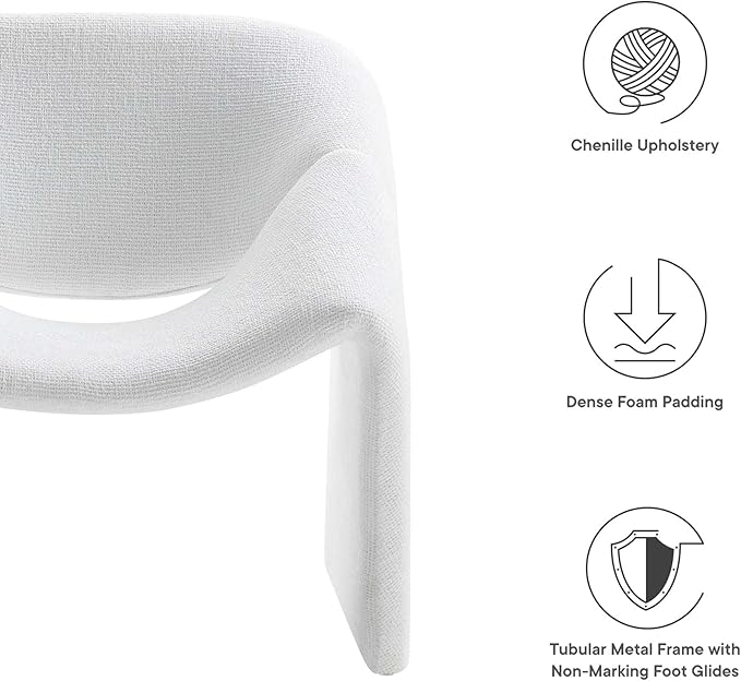 Modway EEI-6767-FRO Vivi Chenille Upholstered Accent Chair, Frost