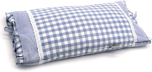 Upgrade Buckwheat Hull Pillow, Small Size Cervical Neck Pillow with Pillowcase, Back Support for Side Sleeper Sleeping or As a Neck Pain Pillows(20x11 Inches, Blue)