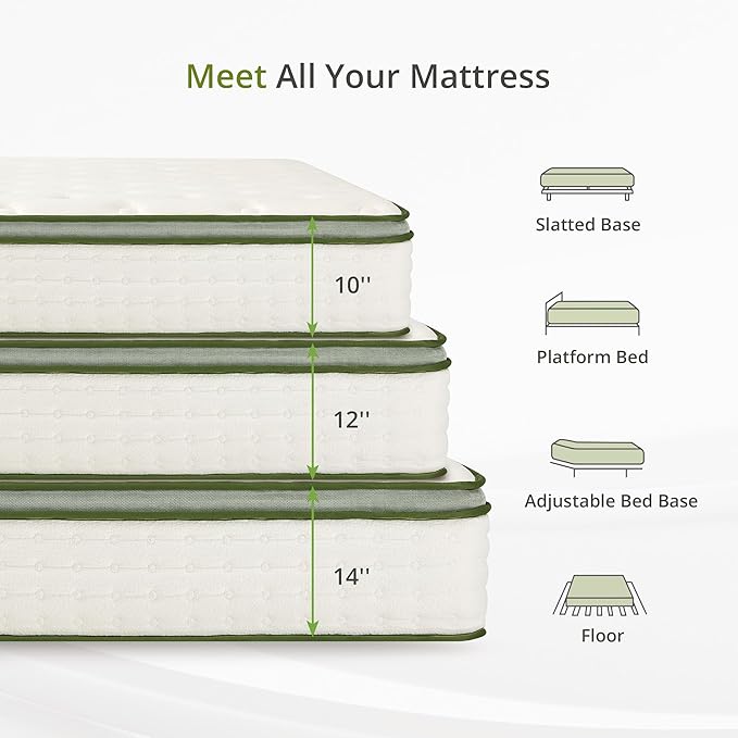 EGOHOME 12 Inch Hybrid Twin Mattress in a Box, Medium Firm Twin Size Mattress, Memory Foam & Individual Pocket Spring for Pressure Relief & Motion Isolation, CertiPUR-US Certified, 38"x75"x12"