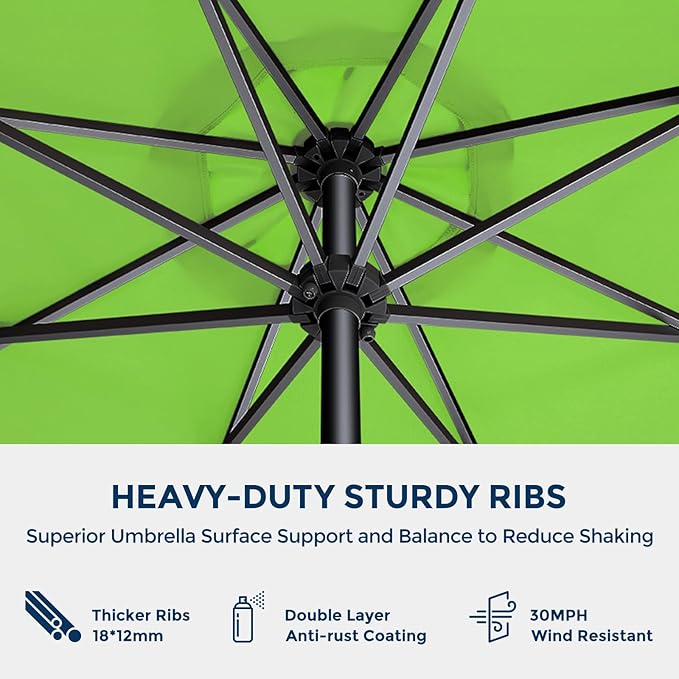 HOMSHADE Outdoor Patio Umbrella - Market Table Pool Deck Umbrella with Push Button Tilt, Crank, UPF50+ UV Protection and Sturdy Ribs, 3-Year Fade Resistance, 220GSM Solution-Dyed Fabric (No base)