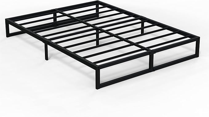 10 Inch Queen Bed Frame Metal Platform Mattress Foundation with Steel Slat Support, No Box Spring Needed, Easy Assembly, Black