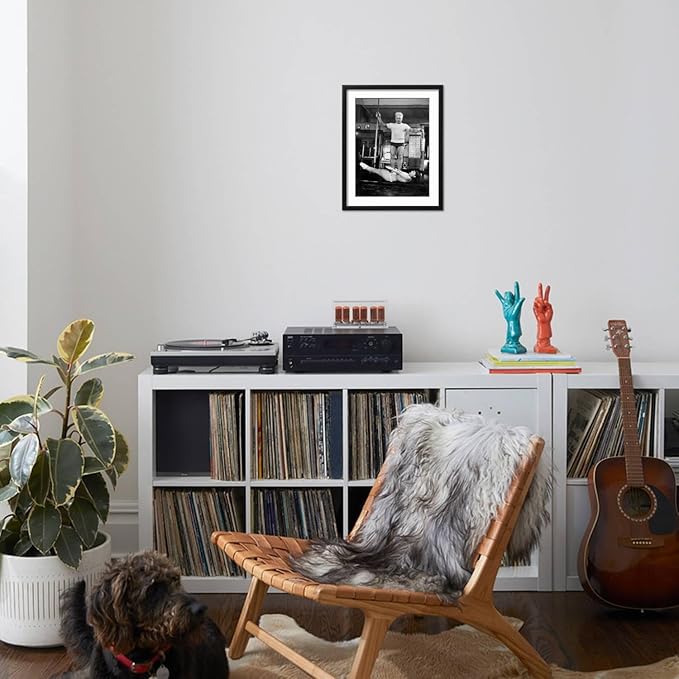 ART.COM Wall Premium Photographic Print Opera Singer Roberta Peters Balancing Her Trainer, Joseph Pilates, on Her Operatic Breadbasket on Black Frame by Michael Rougier, 17" x 21"