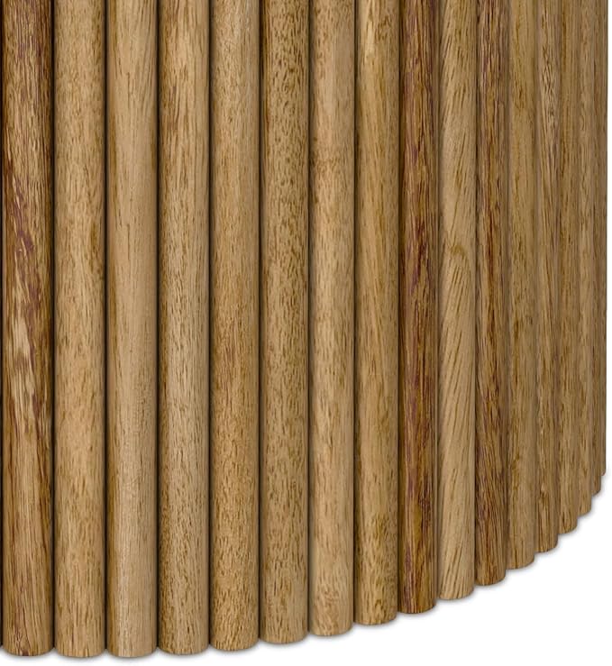 SIMPLIHOME Demy End Table - 18 inch Wide Solid Mango Wood Round Accent Table in Natural, Handcrafted Industrial Nightstand or Lamp Stand for Living Room or Bedroom with Slatted Base, Assembled