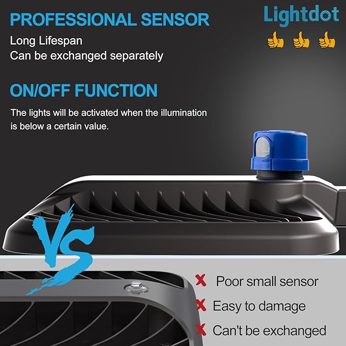 Lightdot 500W Parking Lot Lighting 75000Lm(150Lm/W) LED Parking Lot Lights Commercial with Smart Photocell Dusk to Dawn 5000K Street Light with SlipFitter Mount for Driveway/Parking Lot- 2Pack