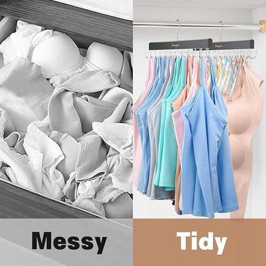 Belt Organizer for Closet, Belt & Bra Hanger for Women/Men, Tie & Belt Rack with 22 Rotatable Hooks, Stackable Space Saving Hangers, Tie Hanger, Bra Organizer, Tank Top Hanger, 3pcs