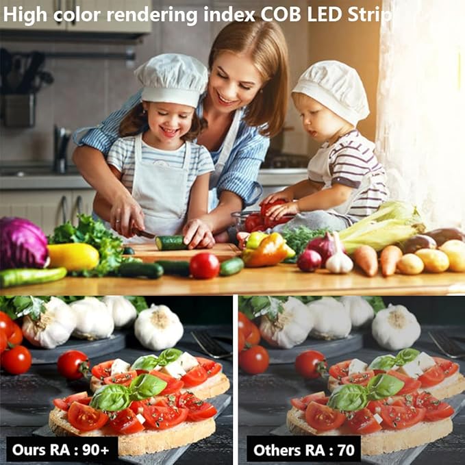 TOPAI Side Emitting 24V COB LED Strip Natural White 4000K 16.4ft Dotless 480LED/M High Density CRI>90 Self Adhesive Cuttable Flexible 8mm Width LED Tape for Home, Office DIY Lighting
