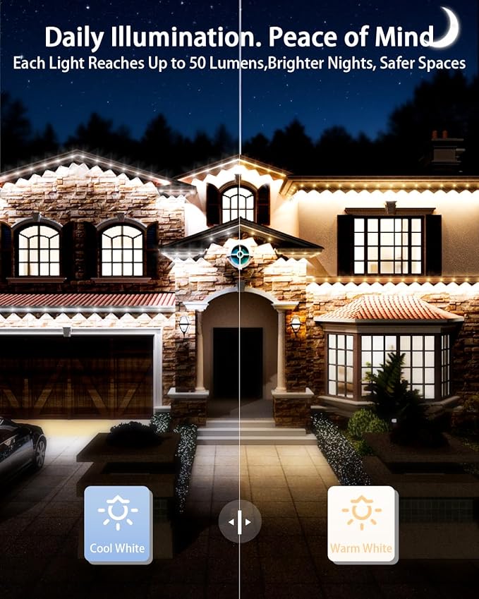Permanent Outdoor Lights Pro,200ft RGB+IC Smart Outdoor Decor,App/Remote,Christmas,Halloween,Multi Scene Modes,IP67 Waterproof,Eaves Light with Daily & Holiday Party Decor,House Roof Lighting