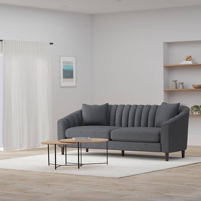 Christopher Knight Home Ansonia Sofas, Charcoal + Dark Walnut